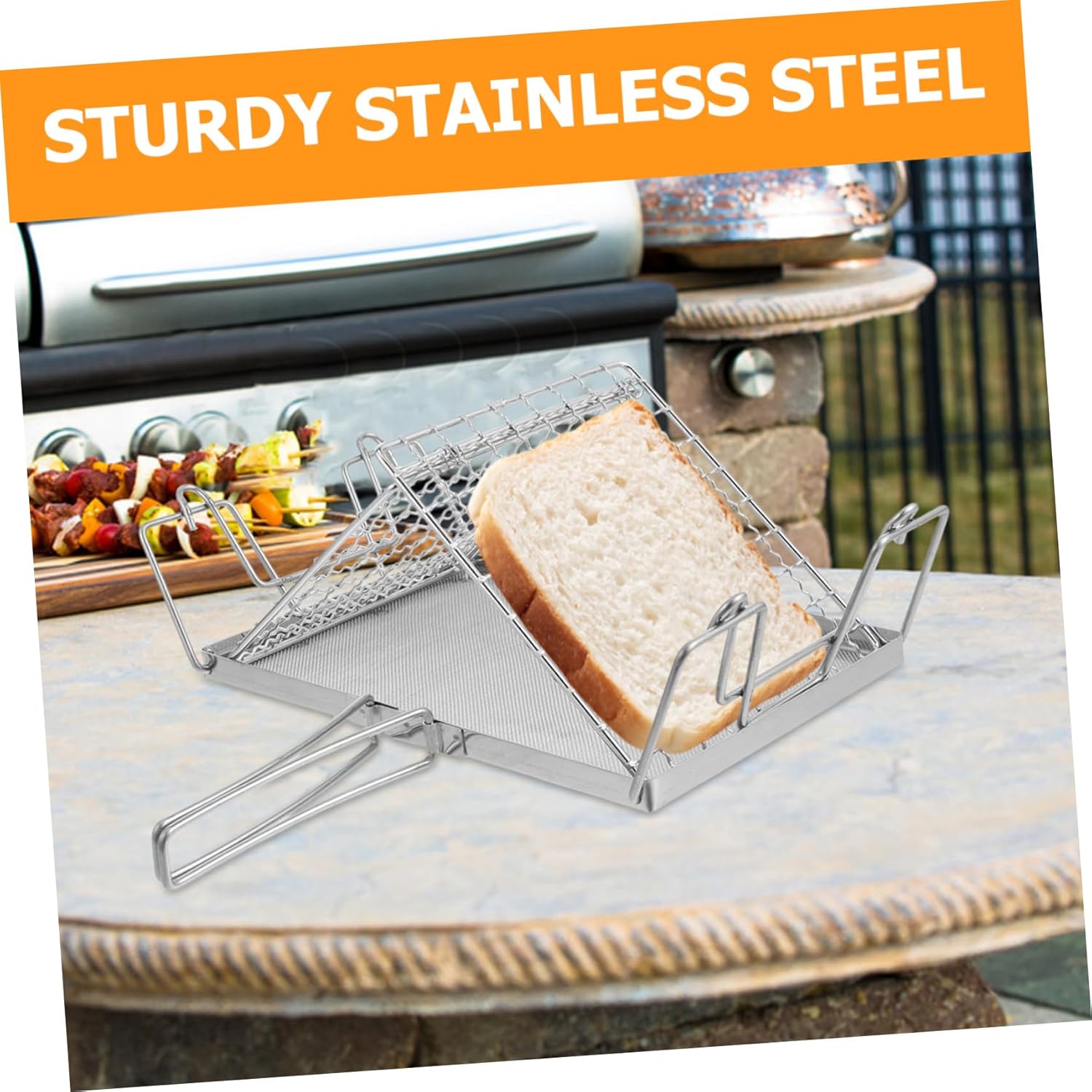 Portable Japanese Style Stainless Steel Camping Toaster Rack with Detachable Grill - Easy to Clean and Store