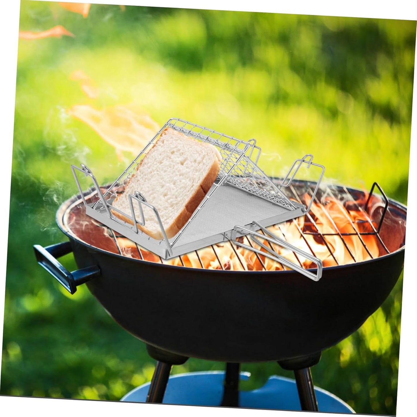 Portable Japanese Style Stainless Steel Camping Toaster Rack with Detachable Grill - Easy to Clean and Store
