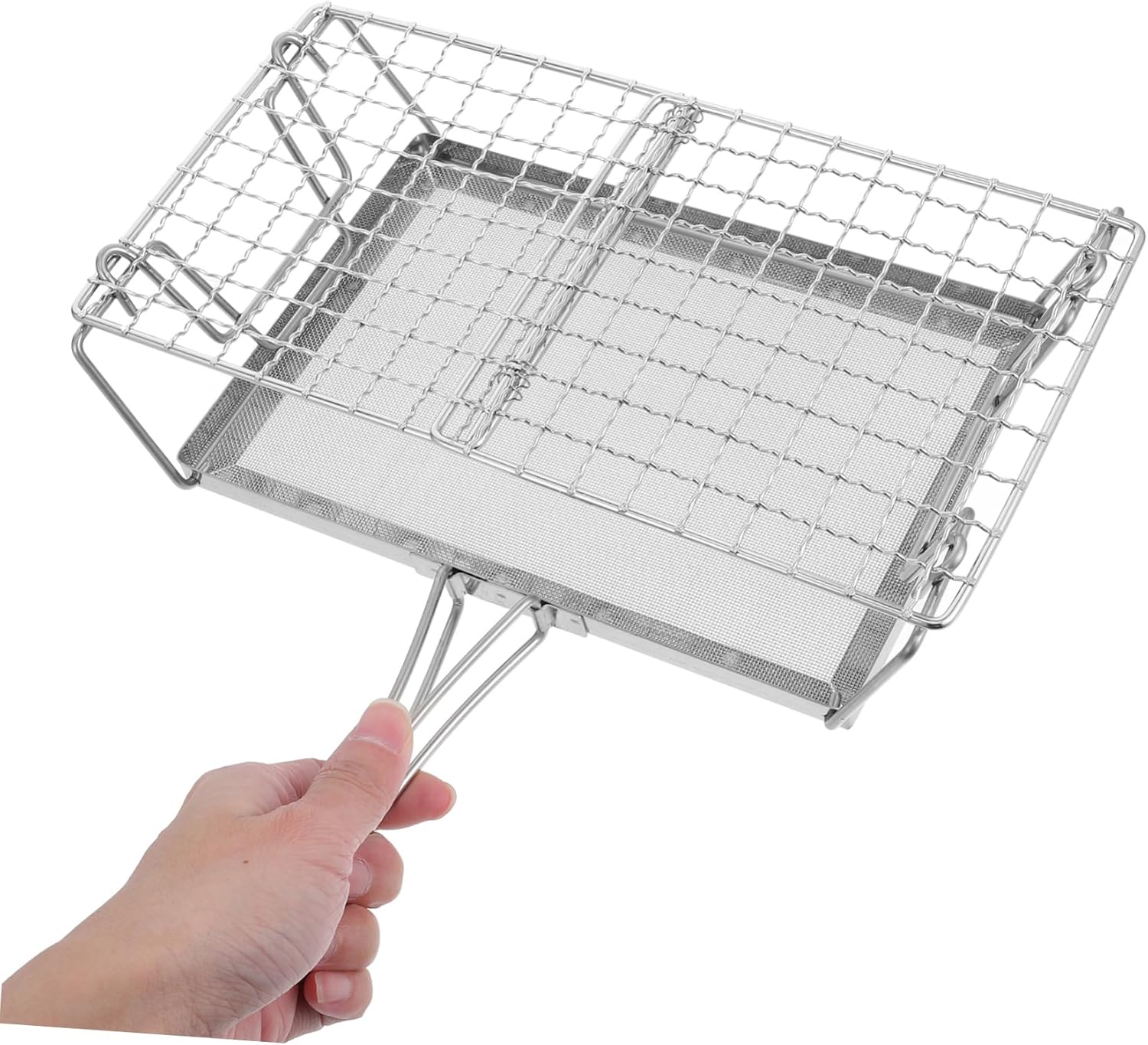 Portable Japanese Style Stainless Steel Camping Toaster Rack with Detachable Grill - Easy to Clean and Store