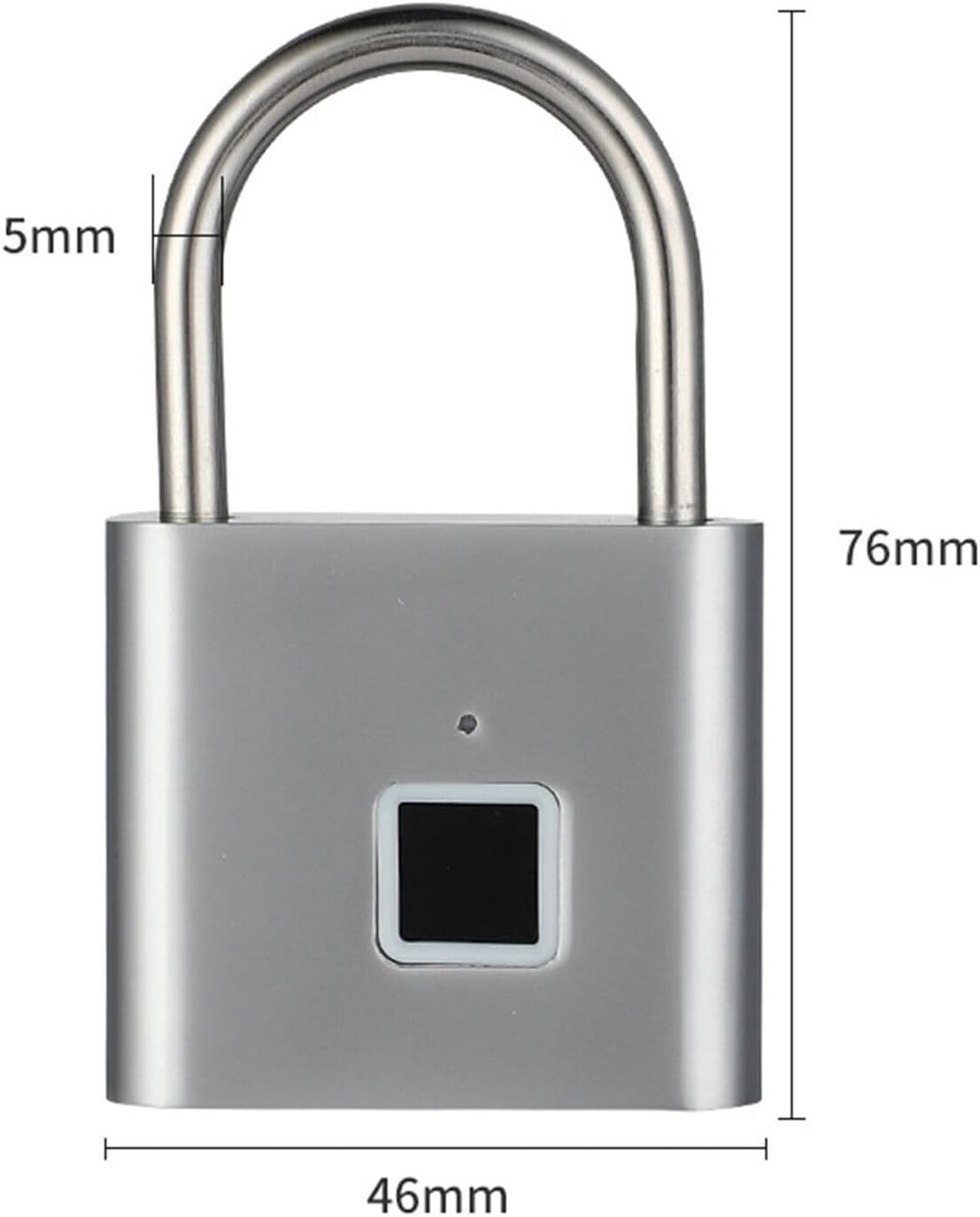 Portable Keyless Biometric Fingerprint Padlock for Outdoor Gate, Locker, Gym - Silver (10 Fingerprints) - WildKart