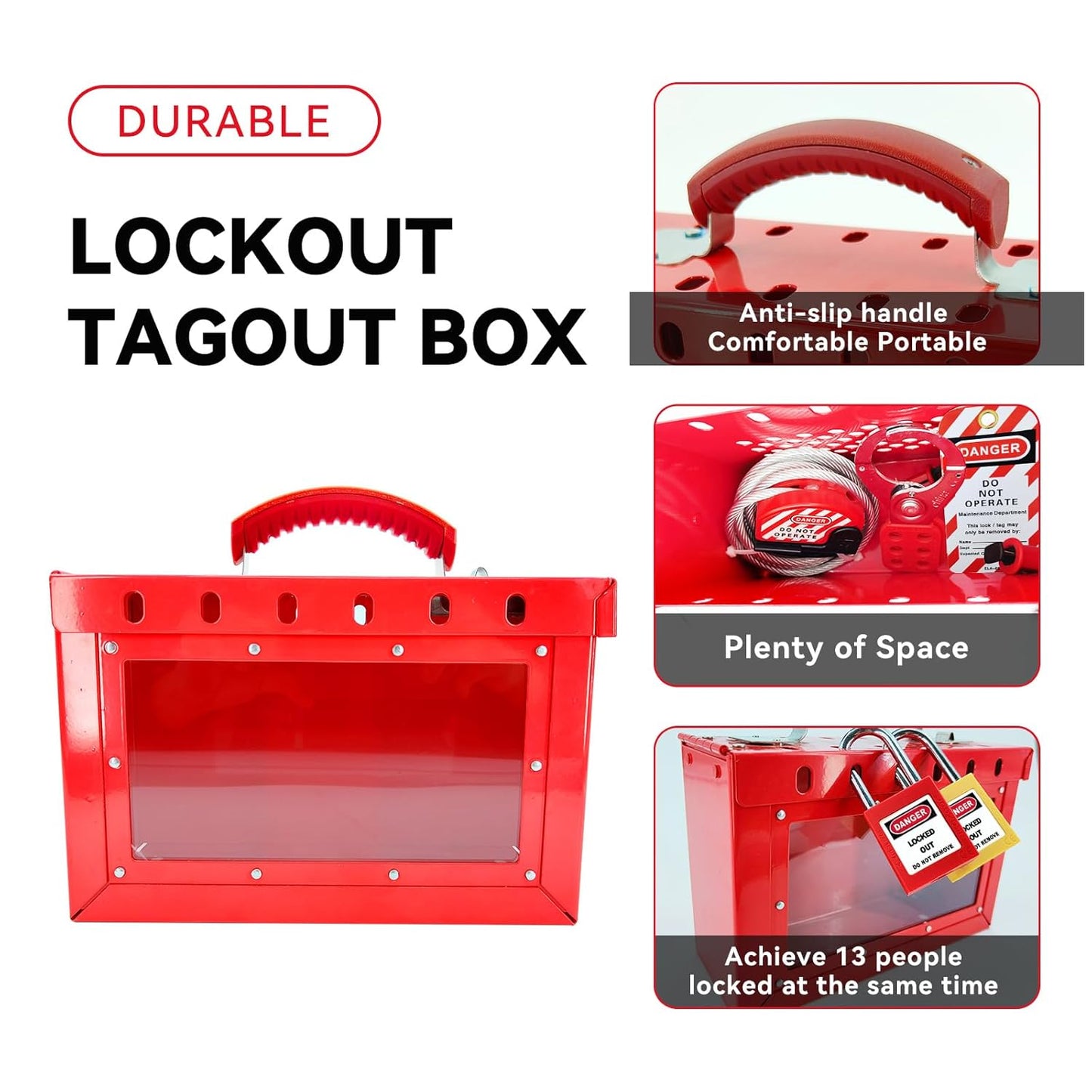 Portable Lockout Tagout Box Kit with 6 Loto Locks for OSHA Compliant Safety Procedures