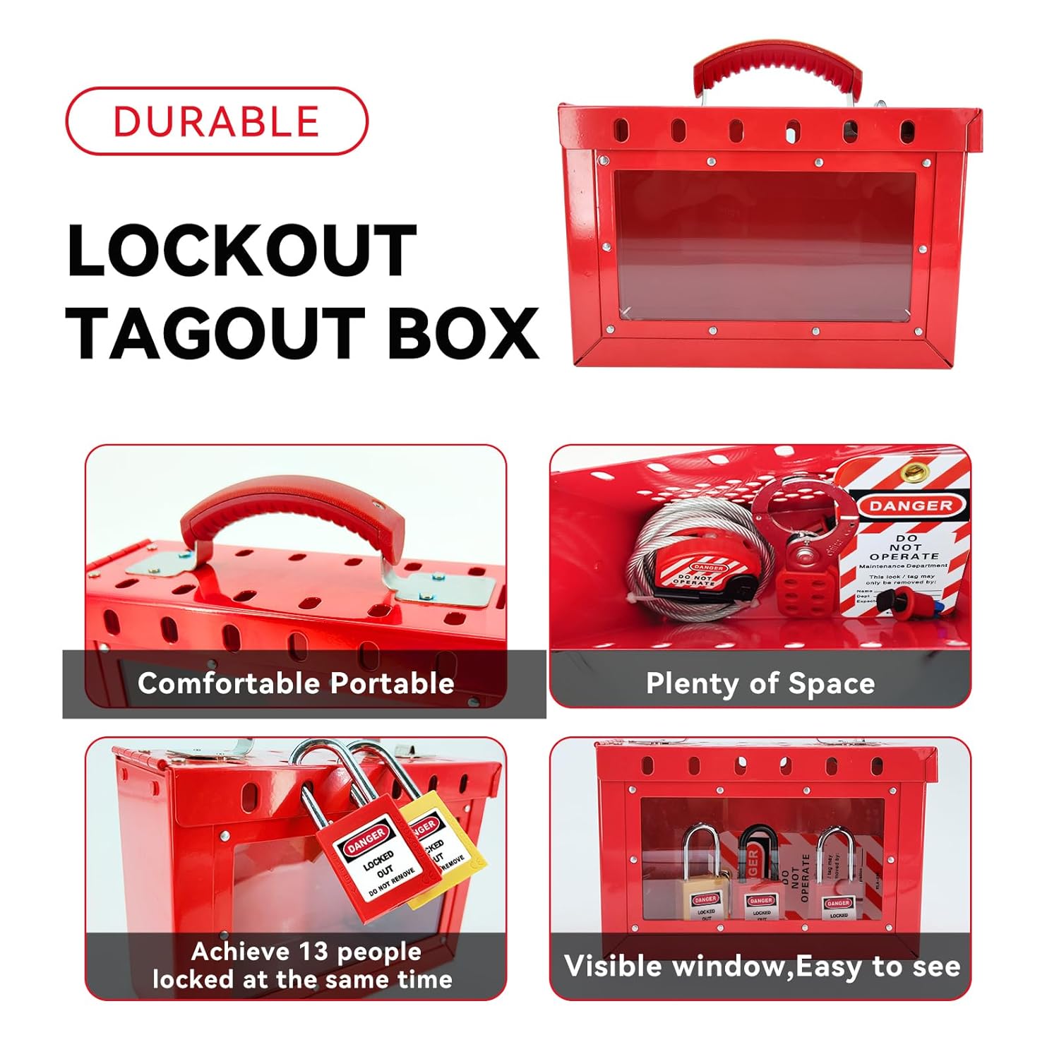 Portable Lockout Tagout Box Kit with 6 Loto Locks for OSHA Compliant Safety Procedures