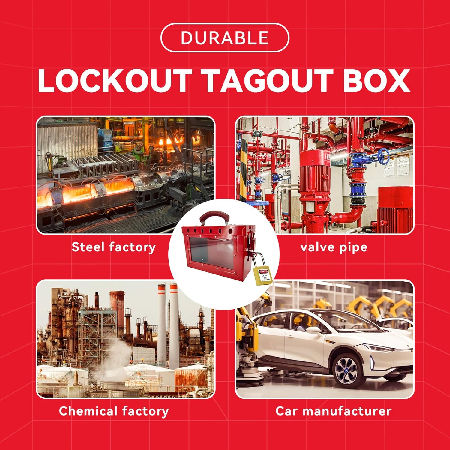Portable Lockout Tagout Box Kit with 6 Loto Locks for OSHA Compliant Safety Procedures