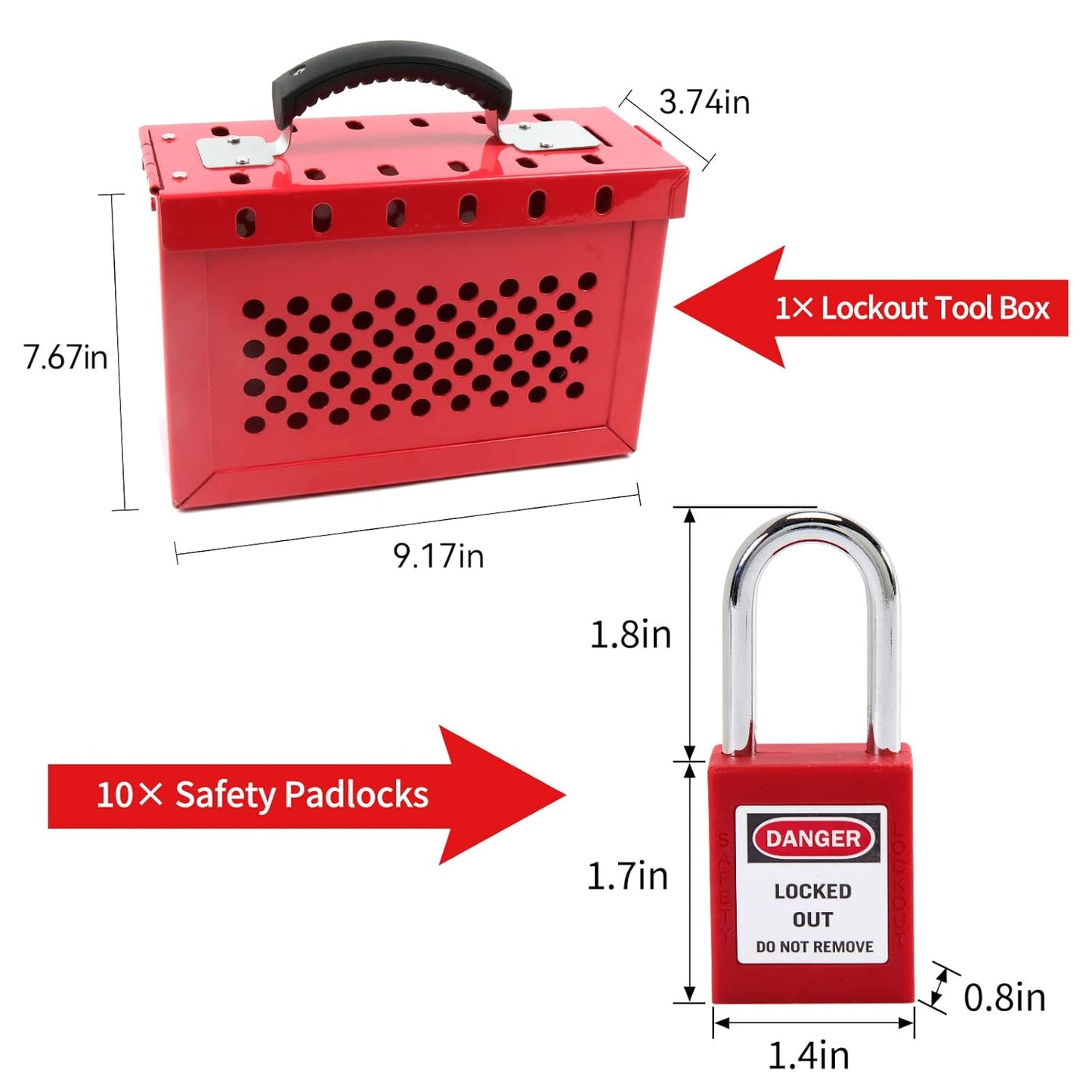 Portable Loto Box Kit with 4 Safety Padlocks for Lockout Tagout Station