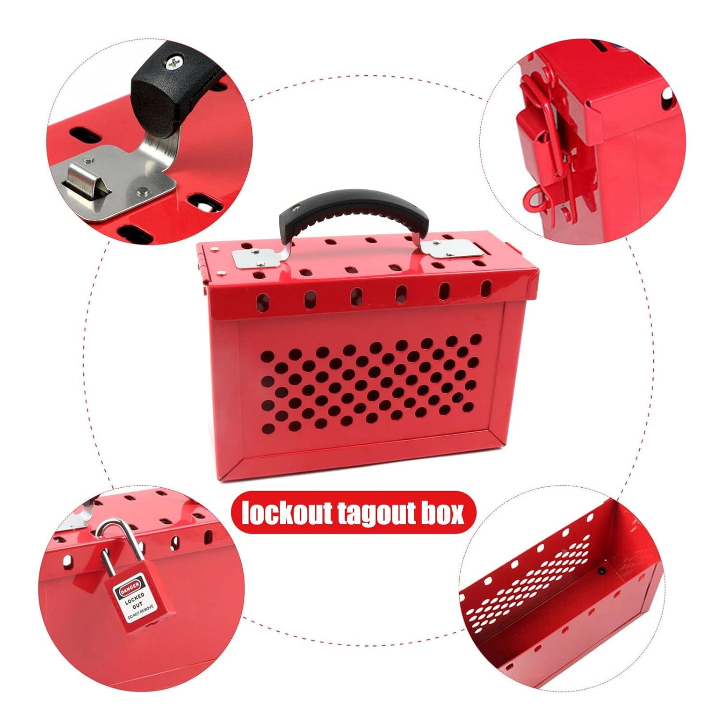 Portable Loto Box Kit with 4 Safety Padlocks for Lockout Tagout Station
