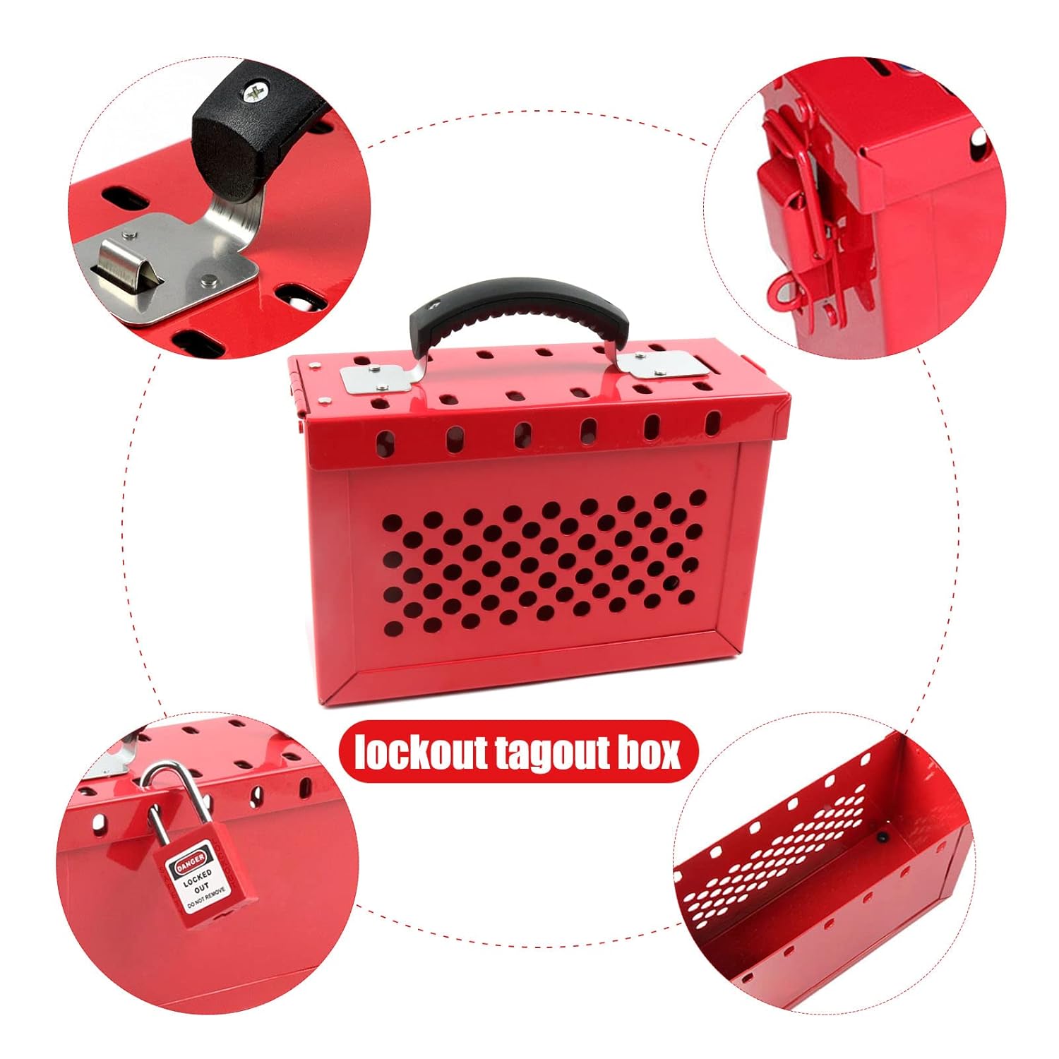 Portable Loto Box Kit with 4 Safety Padlocks for Lockout Tagout Station