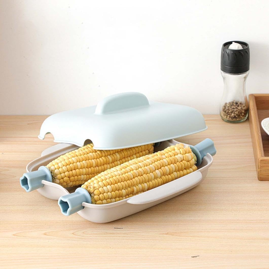 Portable Microwave Corn Steamer with Lid and Handle - Easy Cooking Tool for Corn on the Cob - Ideal for Kitchen, Office, Dorm - Patented Design