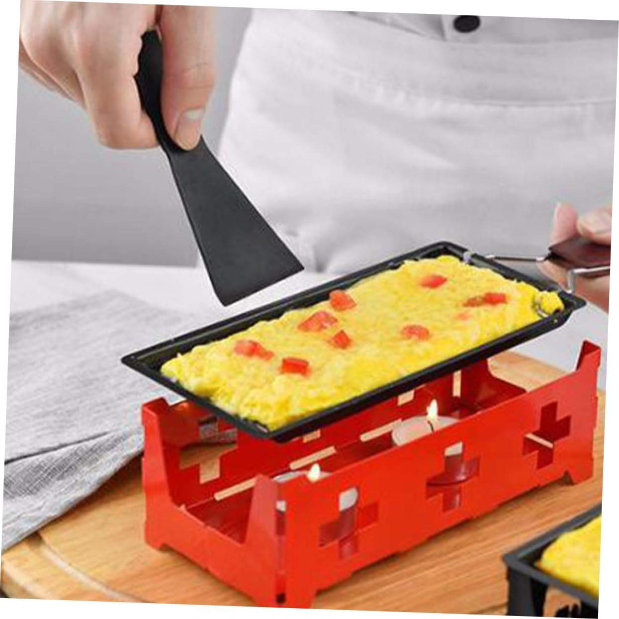 Portable Mini Non-Stick Baking Tray & Cheese Grill Set for Outdoor Camping - High Temp Resistant Black Handle Kitchen Tool