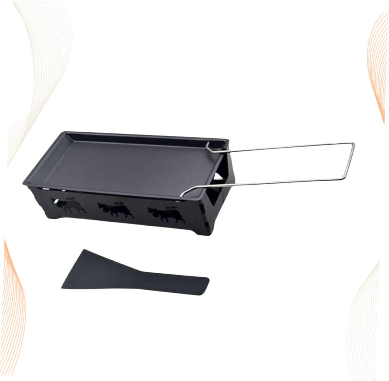 Portable Mini Non-Stick Baking Tray & Cheese Grill Set for Outdoor Camping - High Temp Resistant Black Handle Kitchen Tool