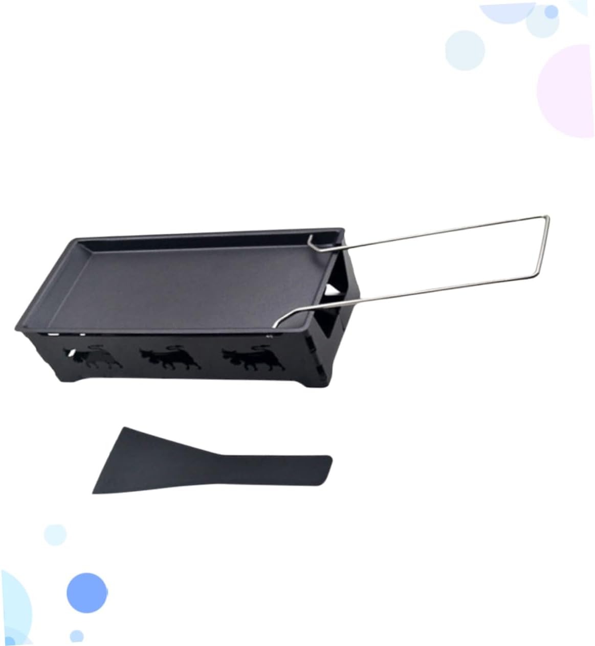 Portable Mini Non-Stick Baking Tray & Cheese Grill Set for Outdoor Camping - High Temp Resistant Black Handle Kitchen Tool