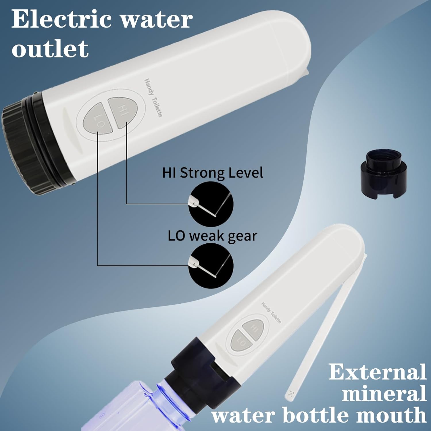 Portable Rechargeable Bidet Sprayer for Travel - High Pressure, Personal Hygiene, Adapter for Other Bottles - Men and Women