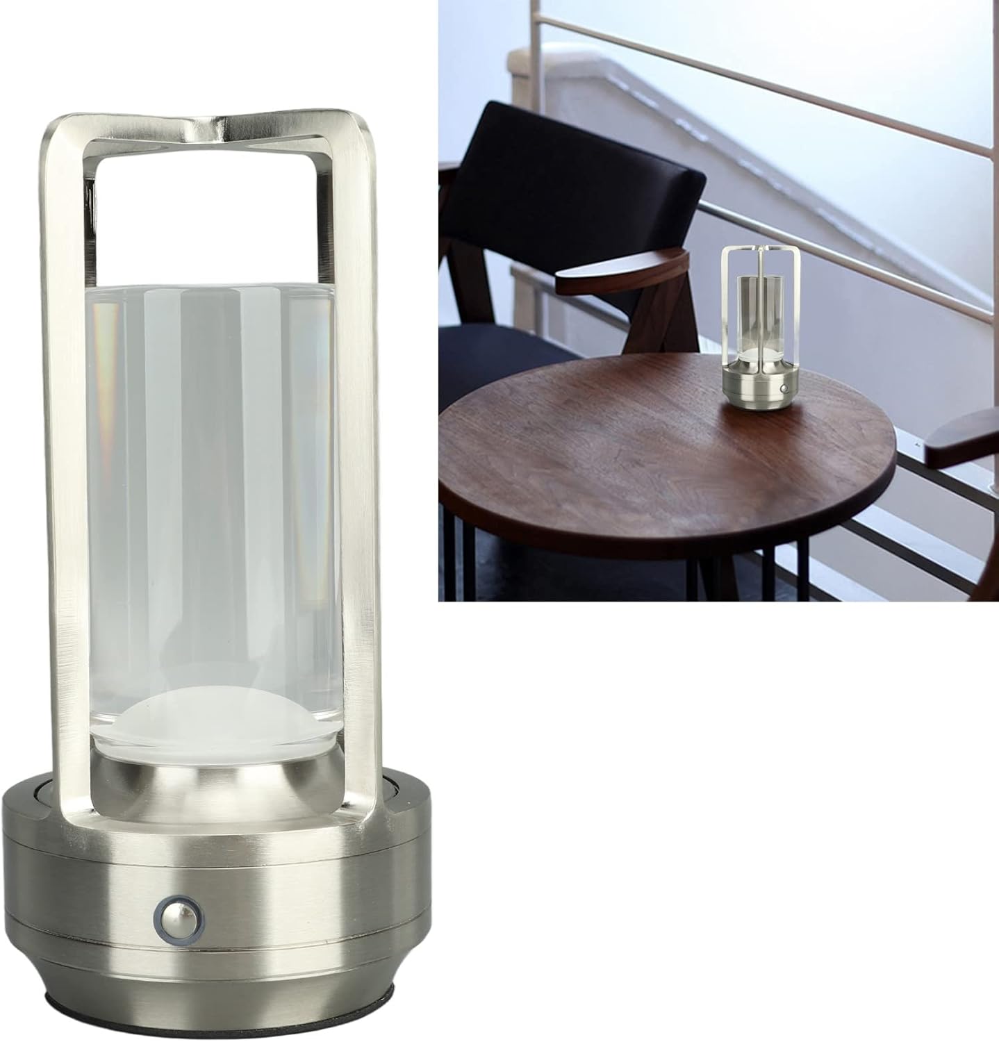 Portable Rechargeable Touch Lamp with Crystal Lampshade - 3 Colors Stepless Dimming LED Bedside Lamp - Universal USB Charging - Ideal for Bedroom and Study - Silver