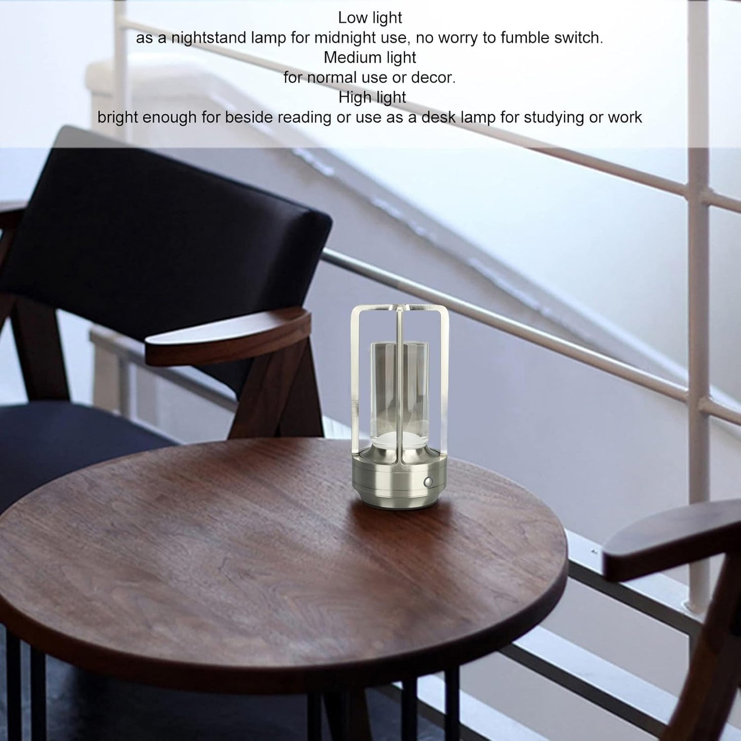 Portable Rechargeable Touch Lamp with Crystal Lampshade - 3 Colors Stepless Dimming LED Bedside Lamp - Universal USB Charging - Ideal for Bedroom and Study - Silver