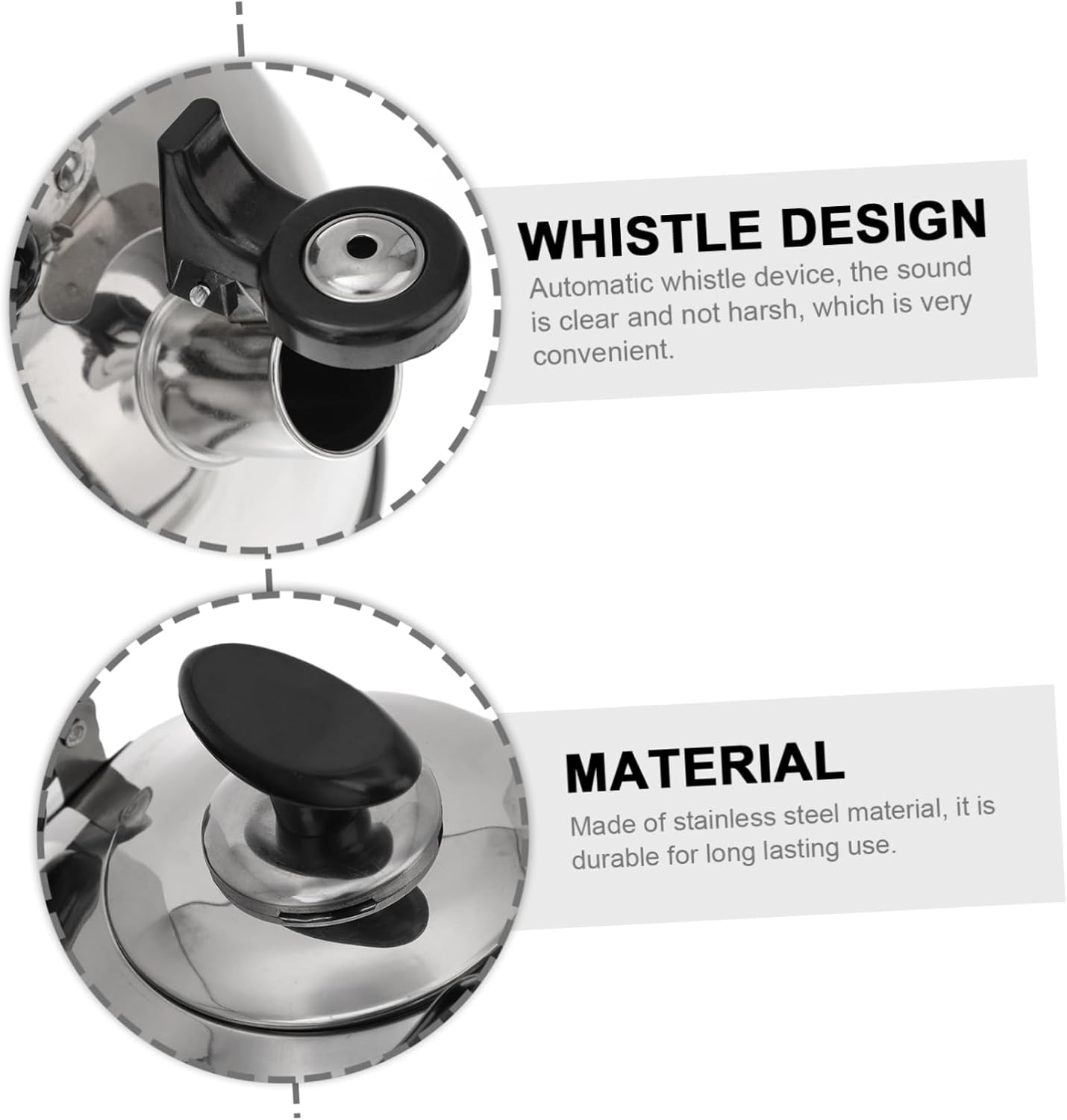 Portable Stainless Steel Whistling Coffee Kettle for Boiling Water on Gas Stove - Office Tea Pot with Lid