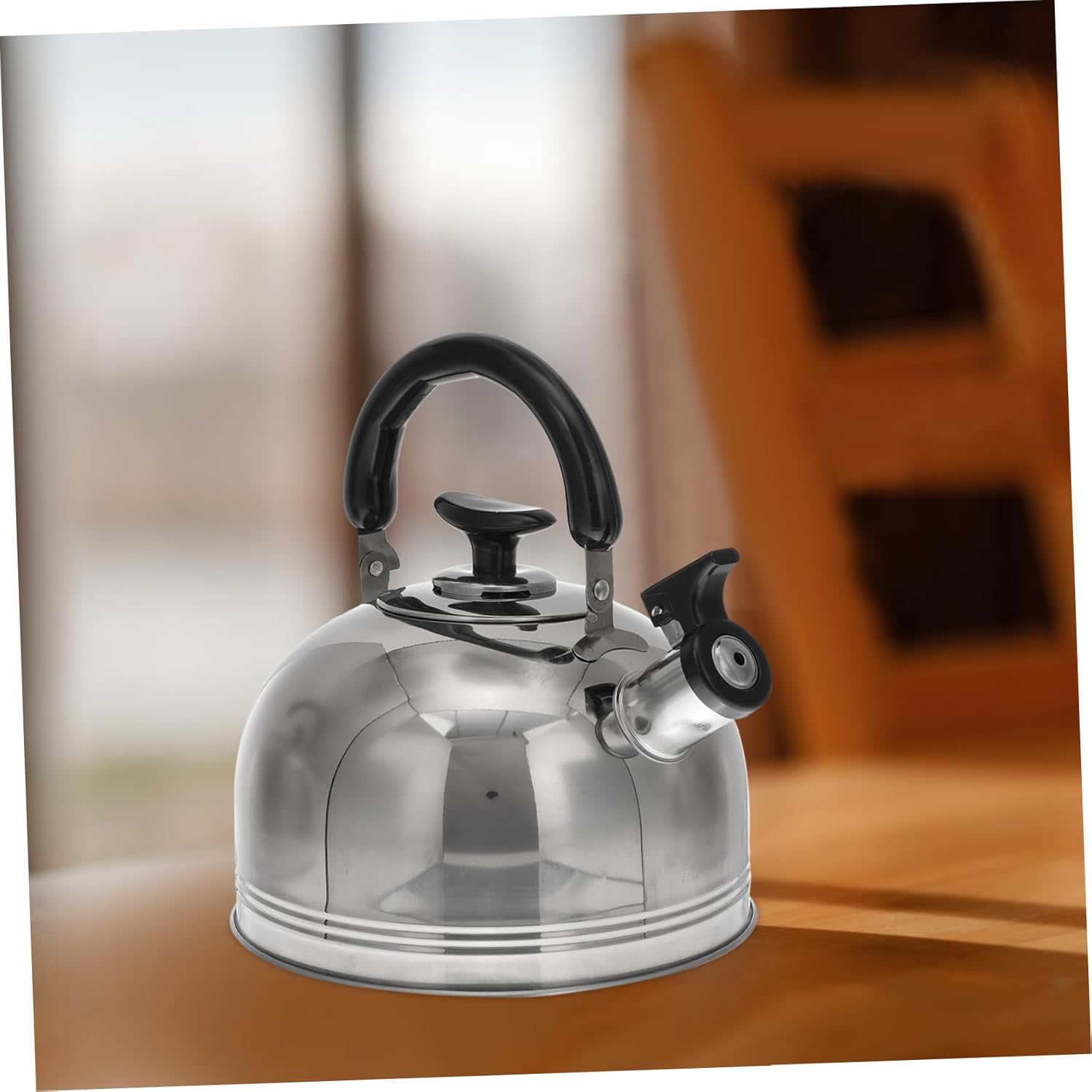 Portable Stainless Steel Whistling Coffee Kettle for Boiling Water on Gas Stove - Office Tea Pot with Lid