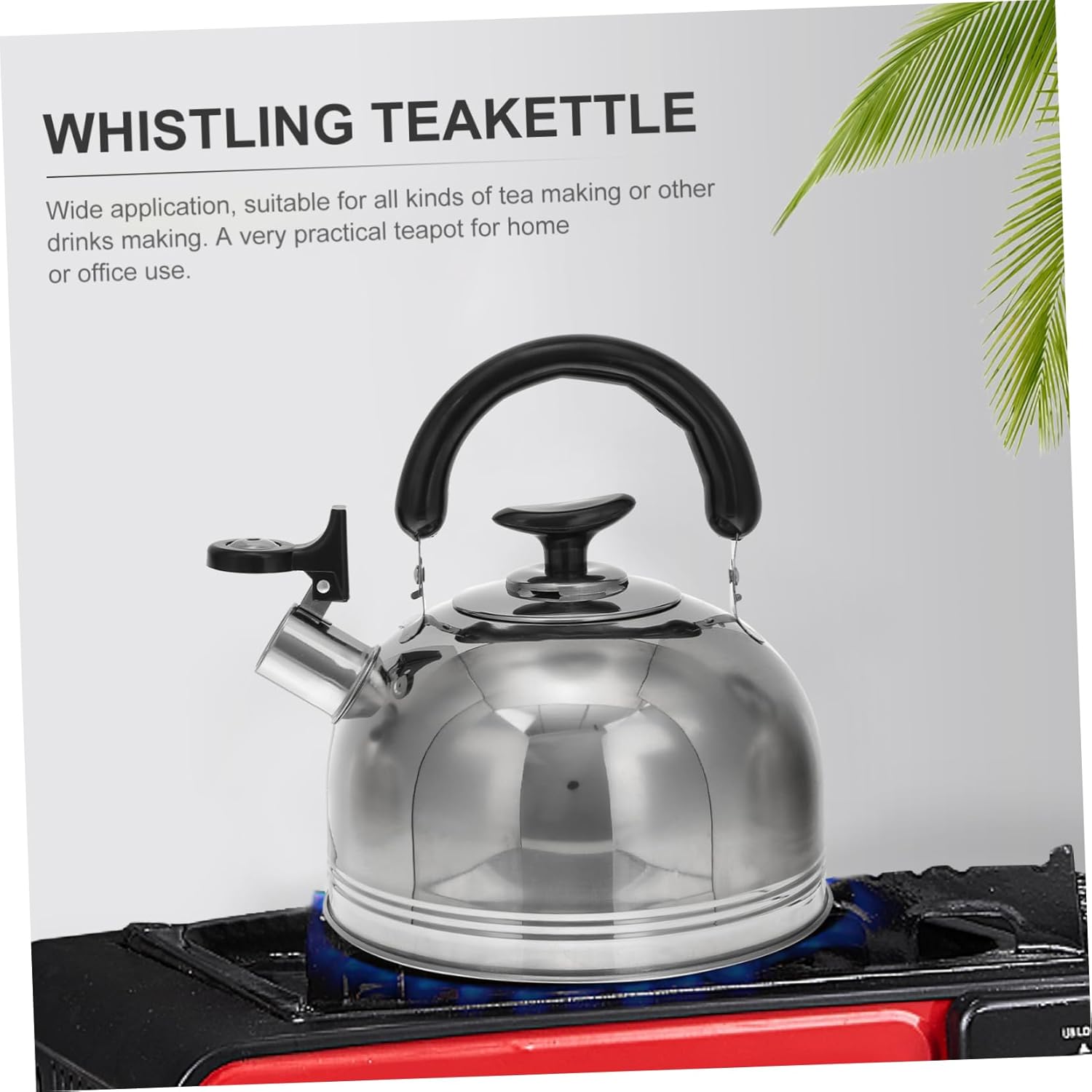 Portable Stainless Steel Whistling Coffee Kettle for Boiling Water on Gas Stove - Office Tea Pot with Lid