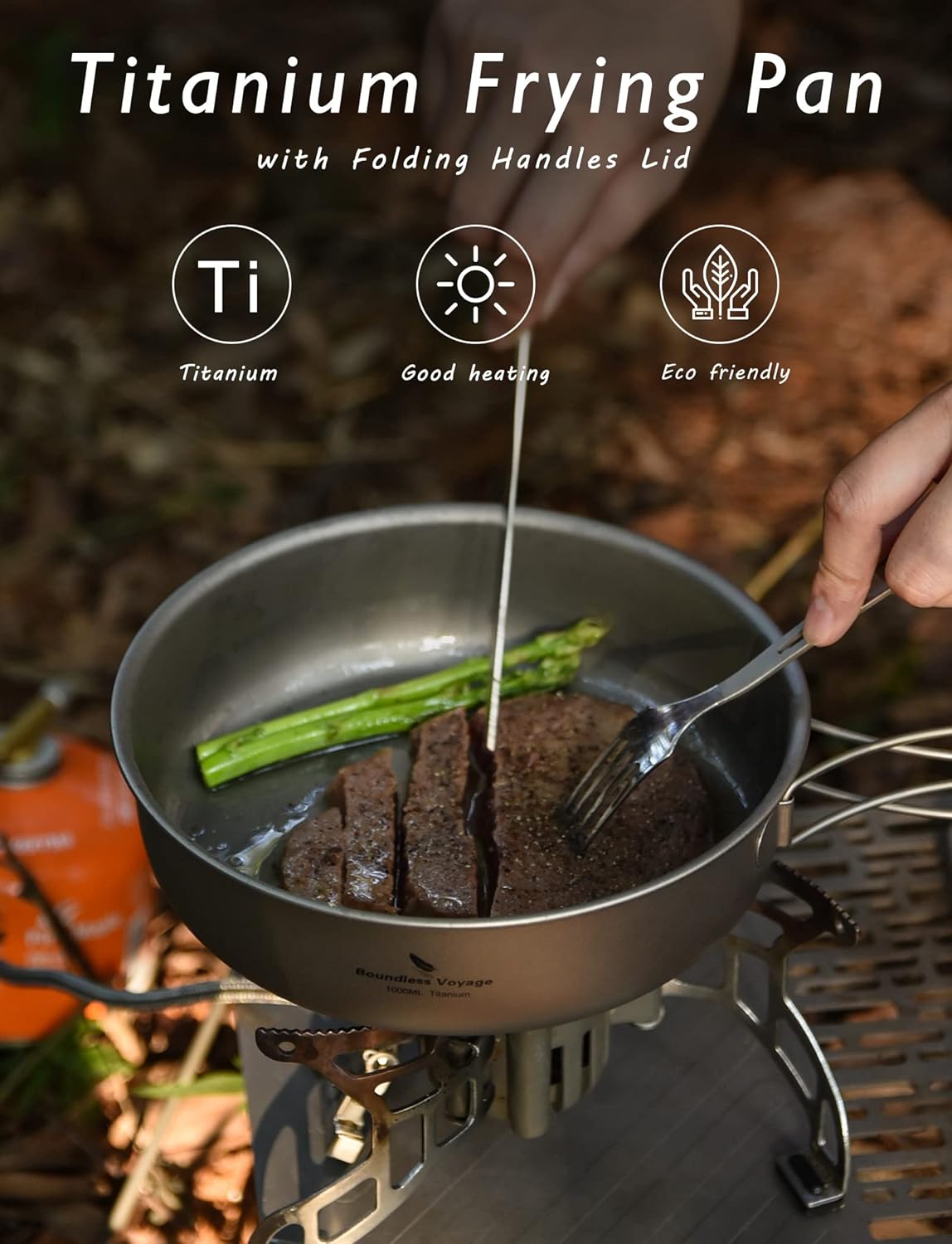 Portable Titanium Frying Pan with Lid and Folding Handles - Ideal Outdoor Camping Skillet for Hiking and Backpacking