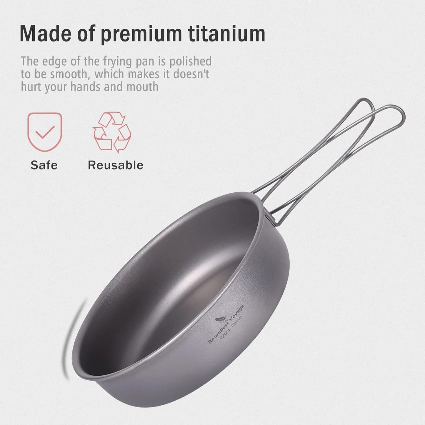 Portable Titanium Frying Pan with Lid and Folding Handles - Ideal Outdoor Camping Skillet for Hiking and Backpacking