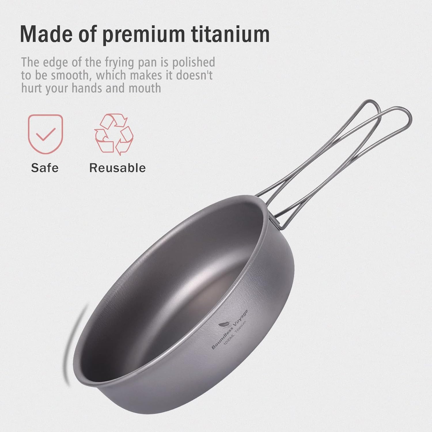 Portable Titanium Frying Pan with Lid and Folding Handles - Ideal Outdoor Camping Skillet for Hiking and Backpacking