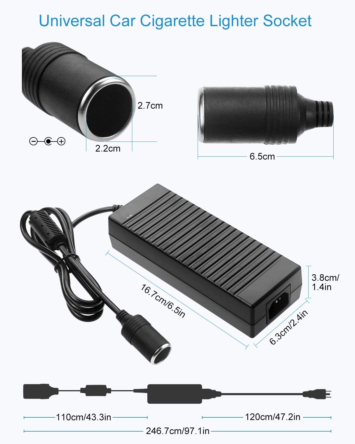 Powerful 110V to 12V 10A 120W Car Cigarette Lighter Adapter Power Supply for Car Devices