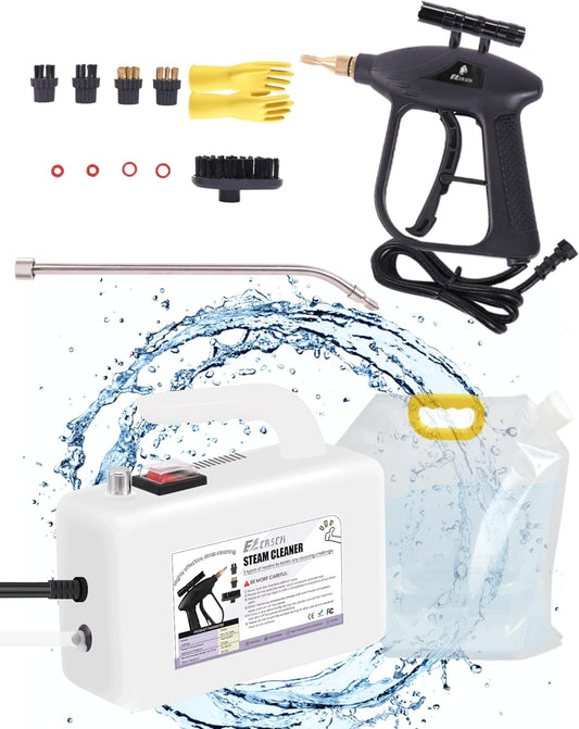 Powerful 1700W Handheld Steam Cleaner - Deep Clean Dirt and Grease at 239°F - Includes 3 Nozzle Brushes and 5L Water Bag - Ideal for Home and Car Cleaning