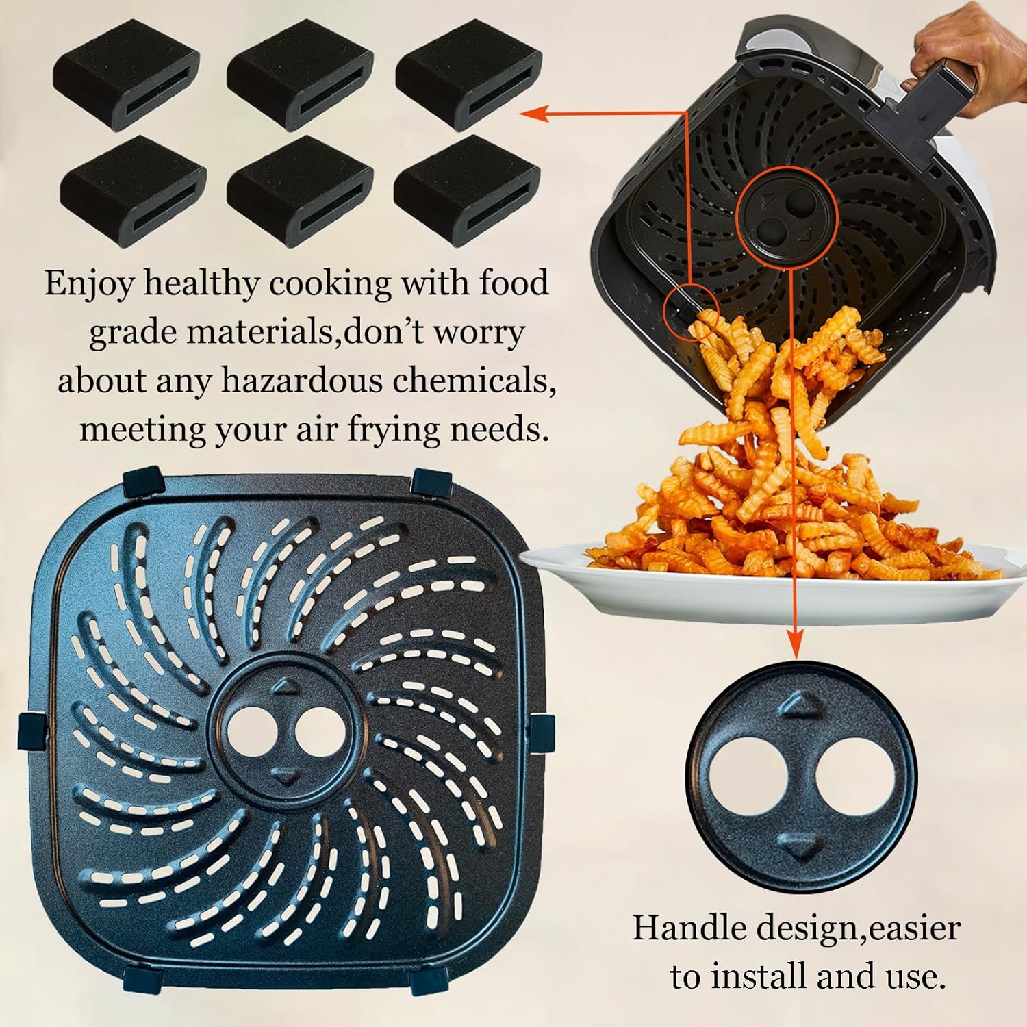 PowerXL Vortex Pro Air Fryer Plus 8QT Nonstick Grill Plate Insert Rack - Dishwasher Safe Grate Grid Shelf for PowerXL 8QT Air Fryers