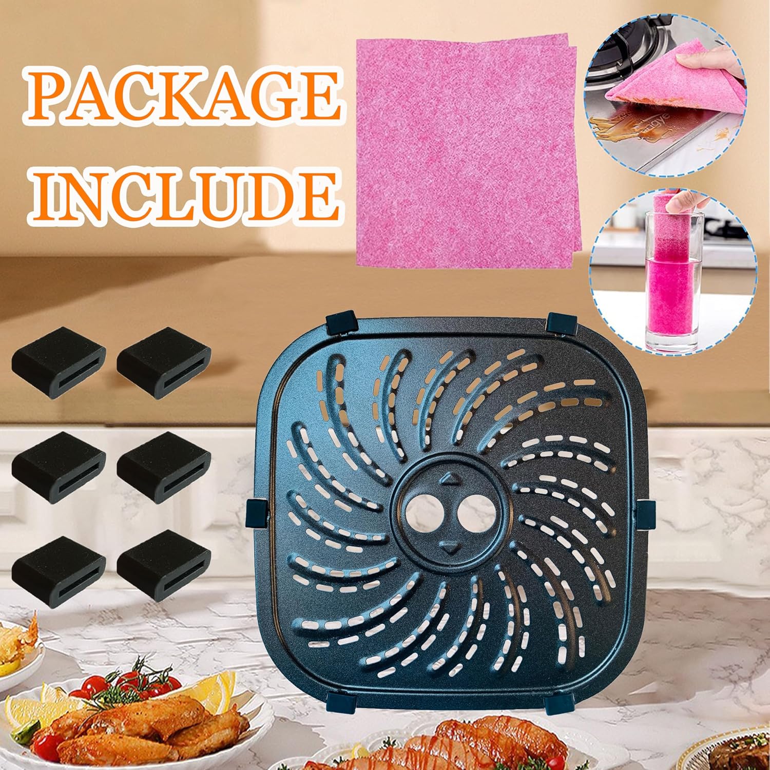 PowerXL Vortex Pro Air Fryer Plus 8QT Nonstick Grill Plate Insert Rack - Dishwasher Safe Grate Grid Shelf for PowerXL 8QT Air Fryers