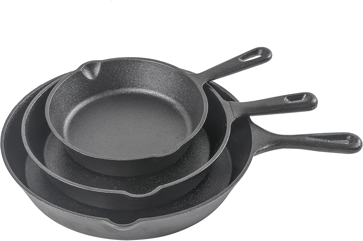 Pre-Seasoned Cast Iron Skillet Set - 6", 8", and 10" - Black Cookware for Commercial CHEF
