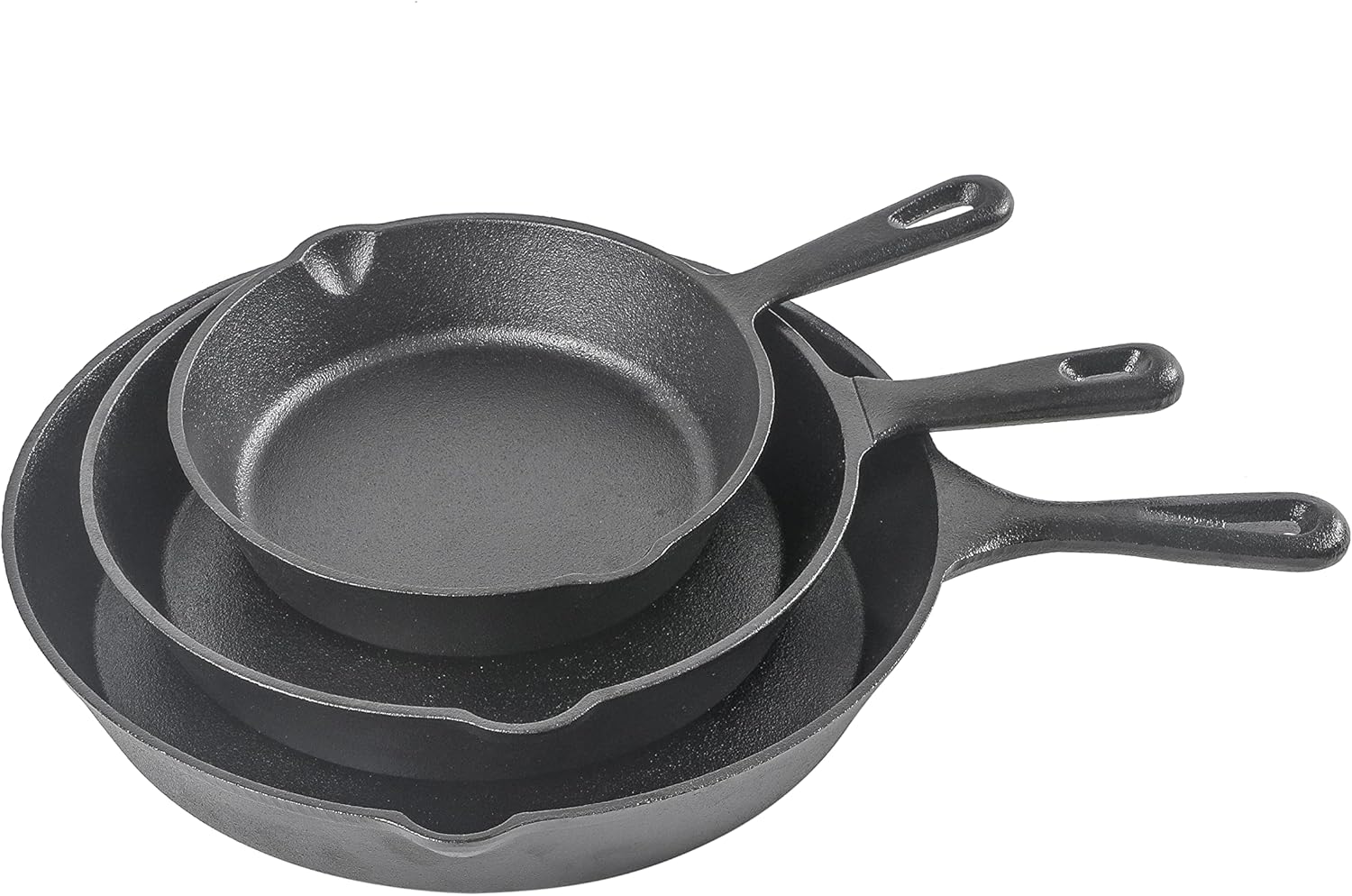Pre-Seasoned Cast Iron Skillet Set - 6", 8", and 10" - Black Cookware for Commercial CHEF