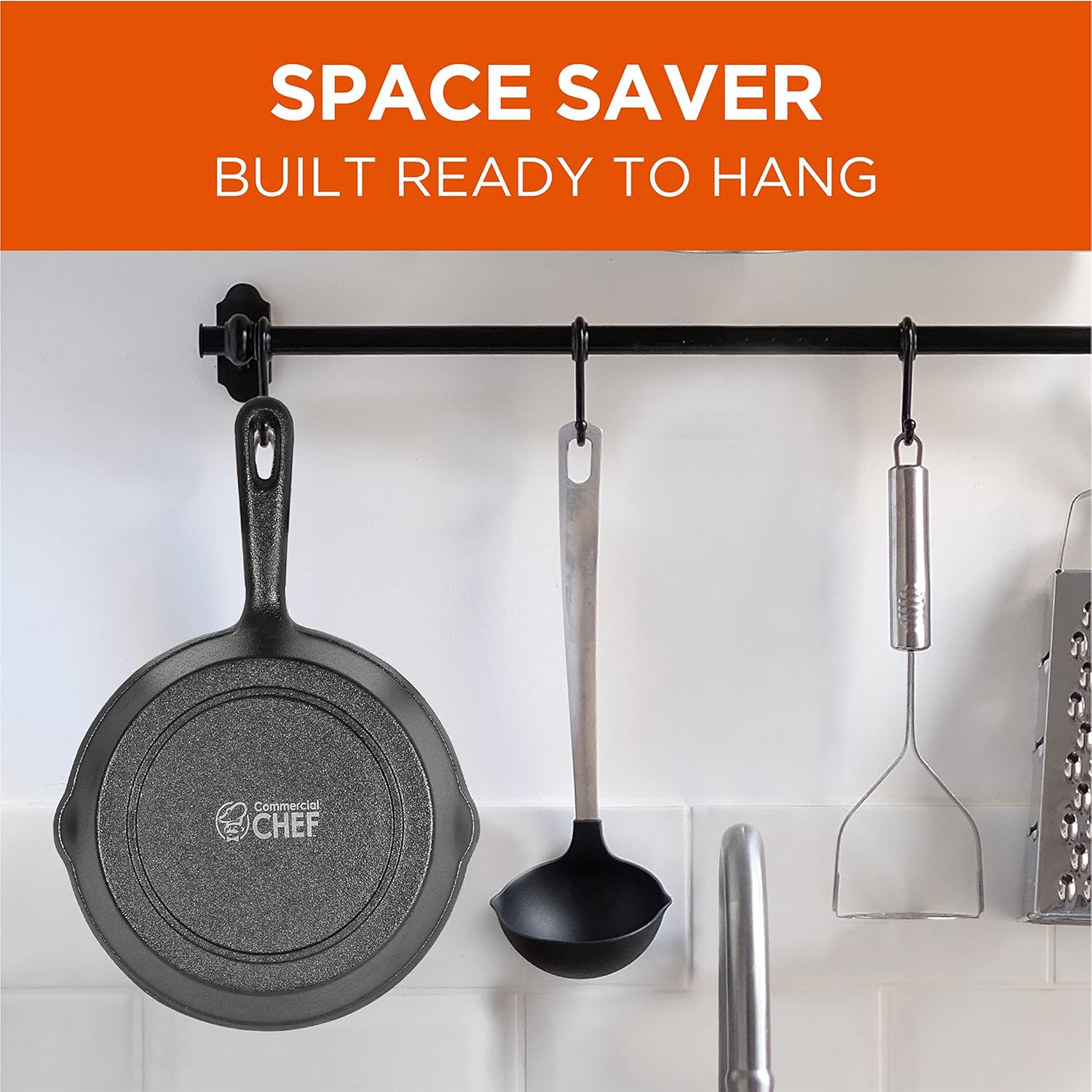 Pre-Seasoned Cast Iron Skillet Set - 6", 8", and 10" - Black Cookware for Commercial CHEF