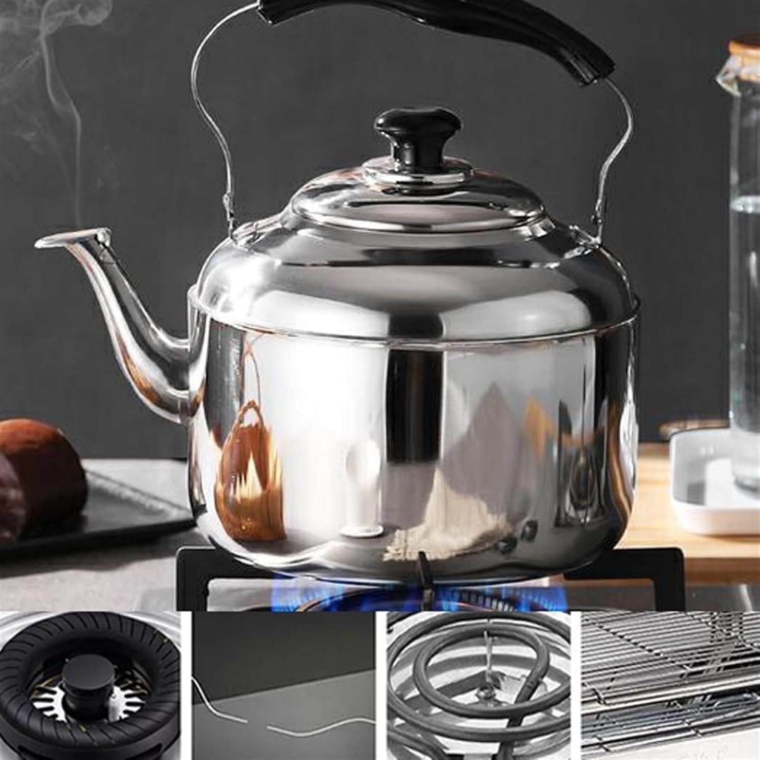 Premium 304 Stainless Steel 3.2 Quart Classic Whistling Tea Kettle for Induction, Gas, Electric, Halogen Stoves