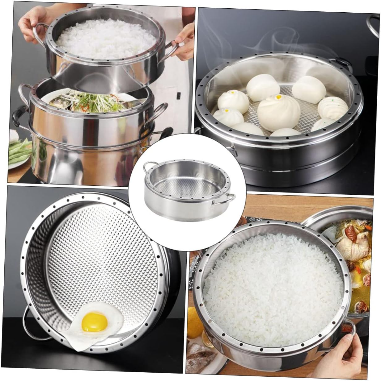 Premium Grade 304 Stainless Steel Steamer Rack - Ideal for Cooking Rice, Eggs, Fish, and Seafood in the Kitchen