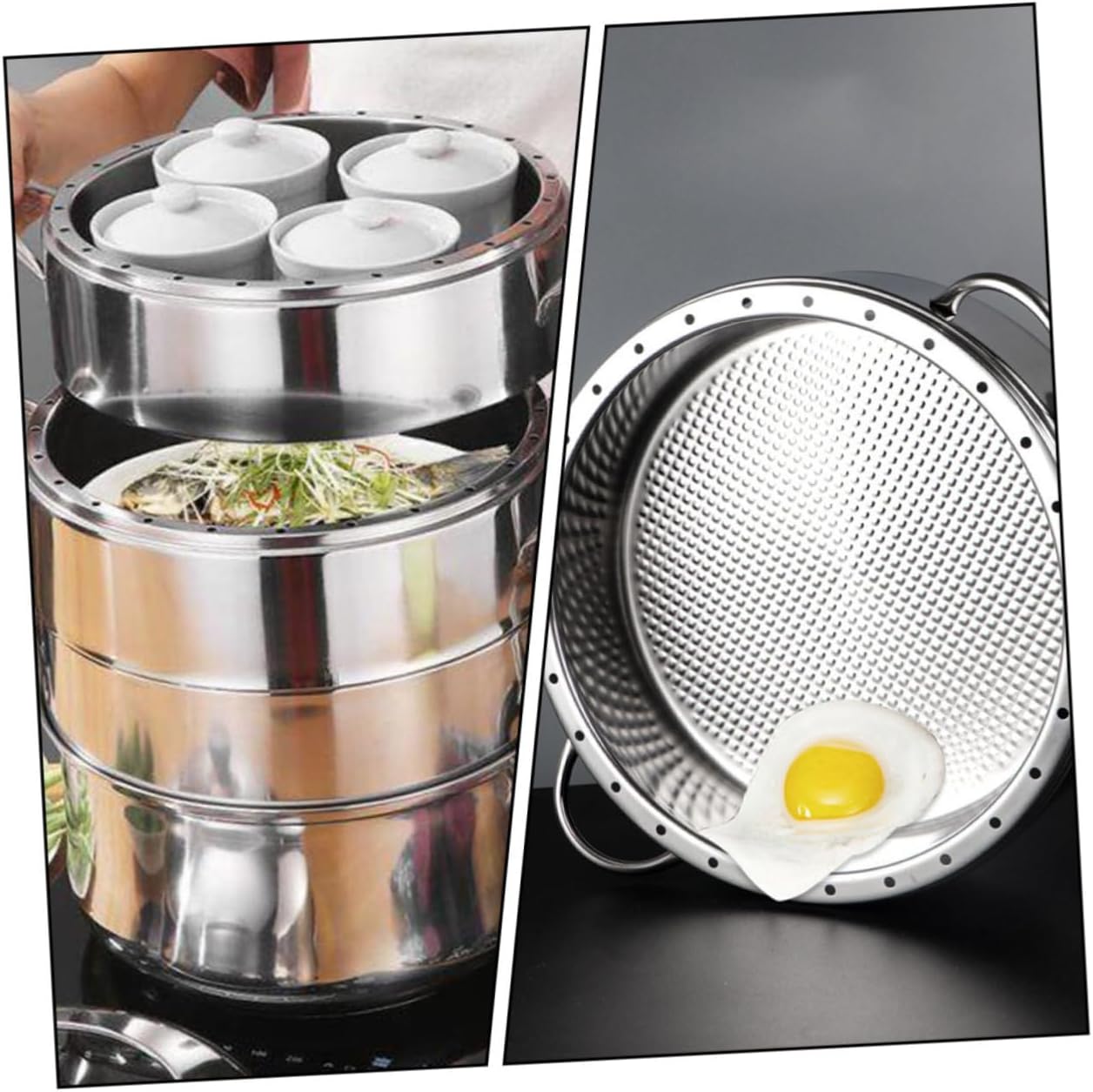 Premium Grade 304 Stainless Steel Steamer Rack - Ideal for Cooking Rice, Eggs, Fish, and Seafood in the Kitchen