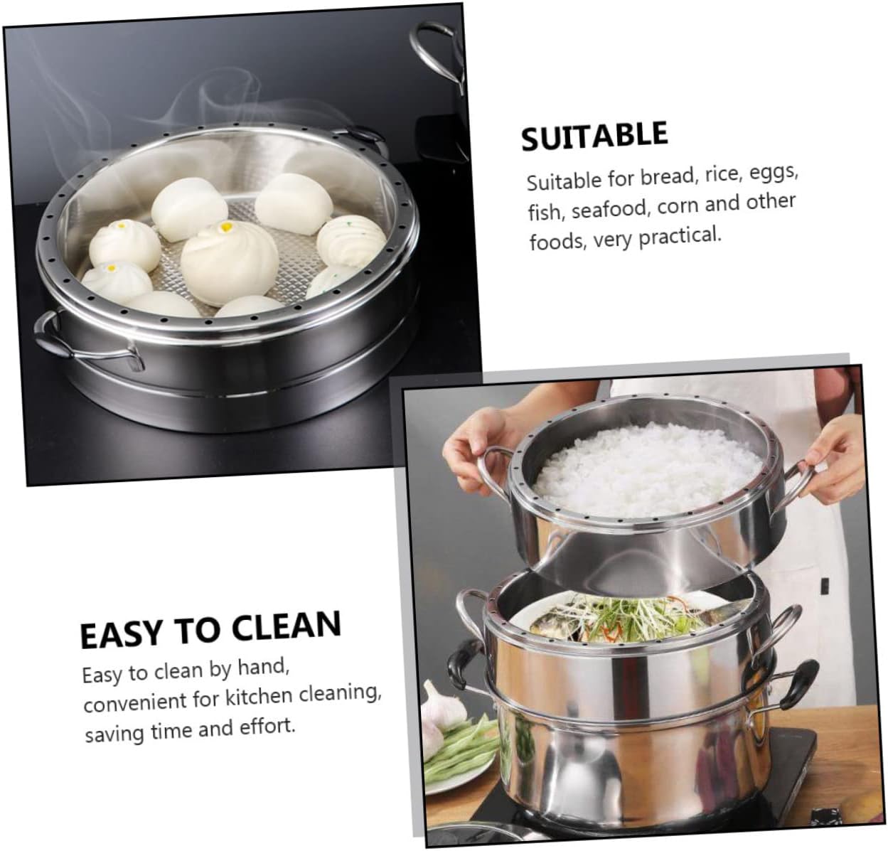 Premium Grade 304 Stainless Steel Steamer Rack - Ideal for Cooking Rice, Eggs, Fish, and Seafood in the Kitchen