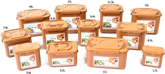 Premium Kimchi and Sauerkraut Container for Probiotic Fermentation - Inner Vacuum Lid - Earthenware Brown - 0.45 gal/1.7L