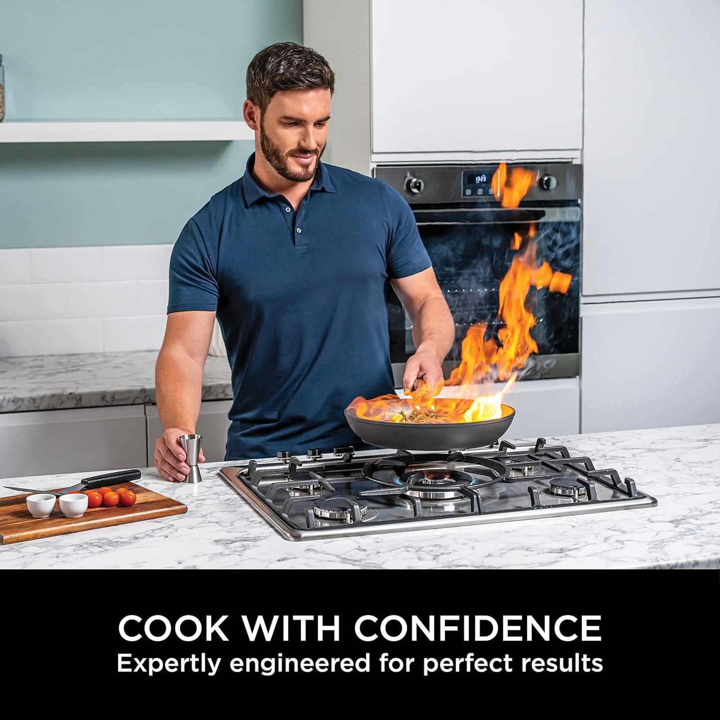 Premium Non-Stick 28cm Wok with Glass Lid, Hard Anodised Aluminium, Induction Compatible, Oven Safe - Ninja ZEROSTICK Grey Cookware