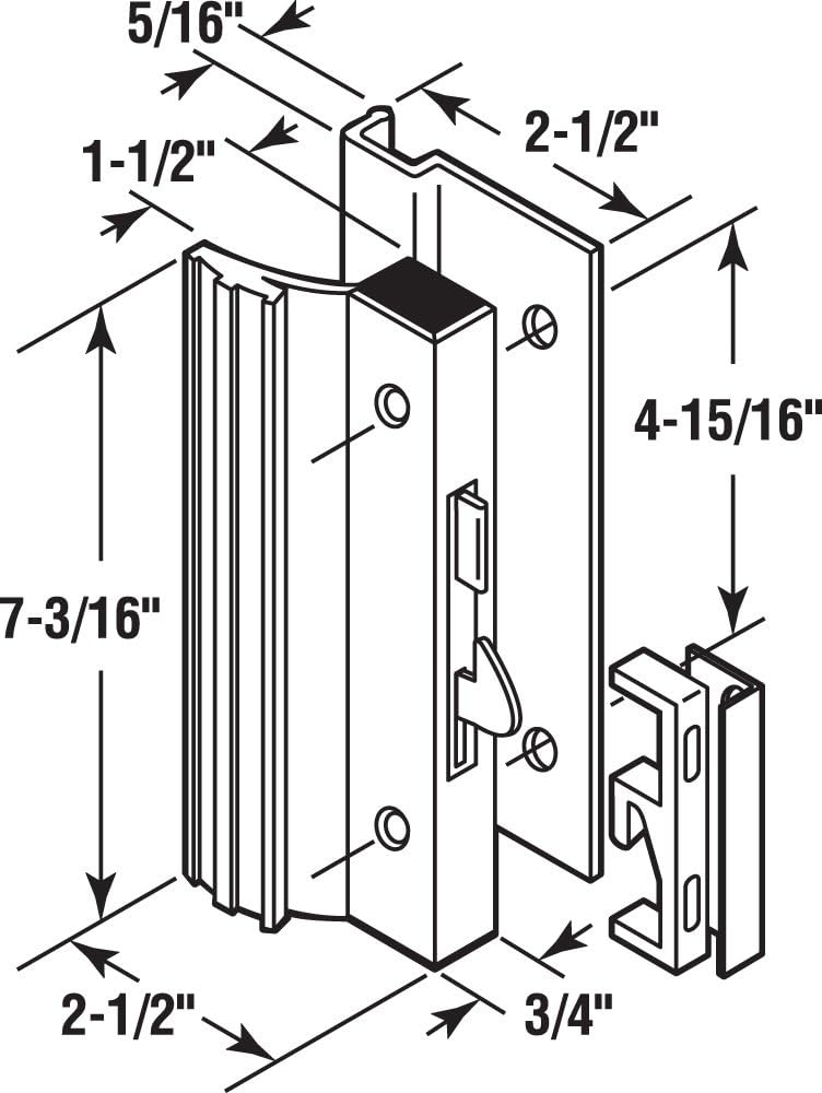 Prime-Line C 1001 Sliding Glass Door Handle Set, 4-15/16 In., Extruded Aluminum, Black (Single Pack)