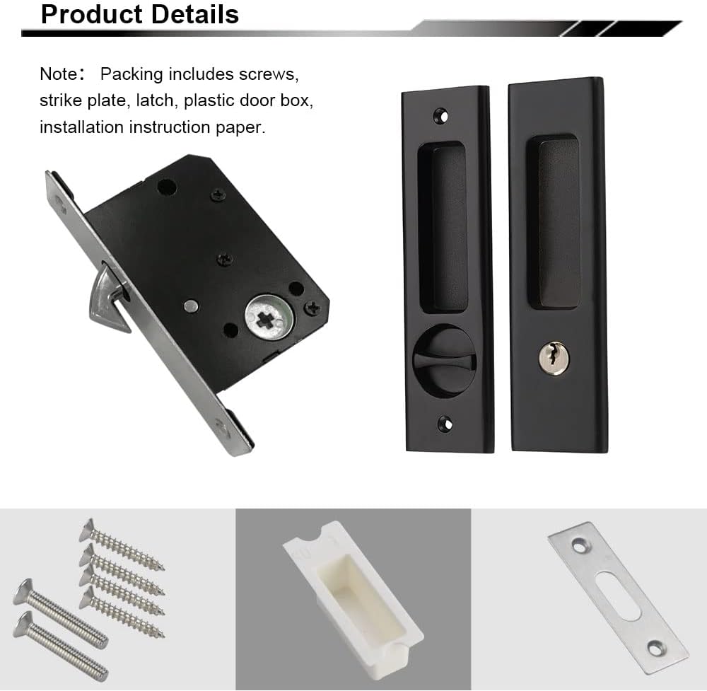 Privacy Round Pocket Lock for Sliding and Barn Doors - NCL Hardware Flush Handle for Bathrooms