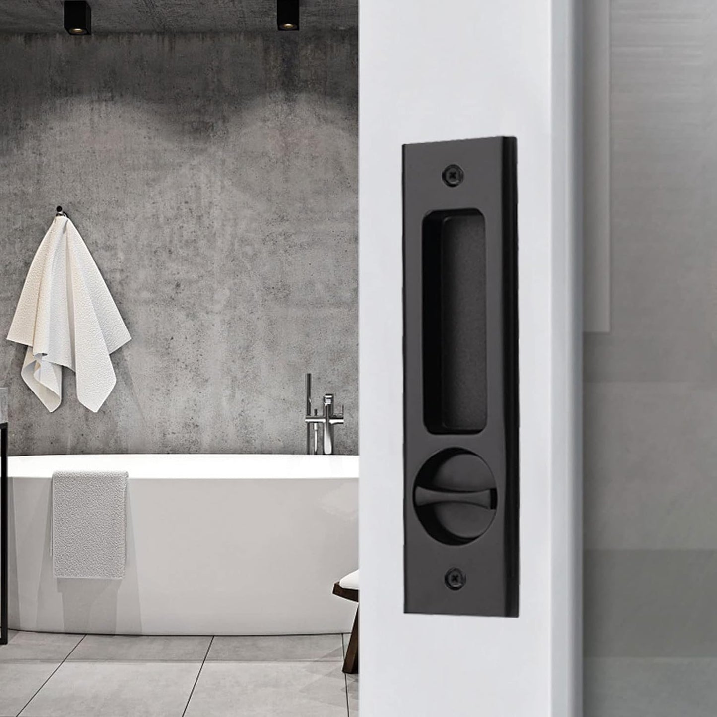 Privacy Round Pocket Lock for Sliding and Barn Doors - NCL Hardware Flush Handle for Bathrooms