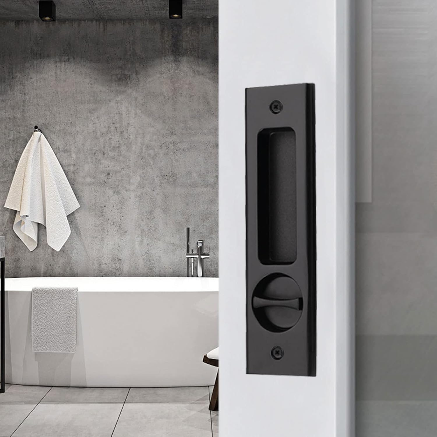 Privacy Round Pocket Lock for Sliding and Barn Doors - NCL Hardware Flush Handle for Bathrooms