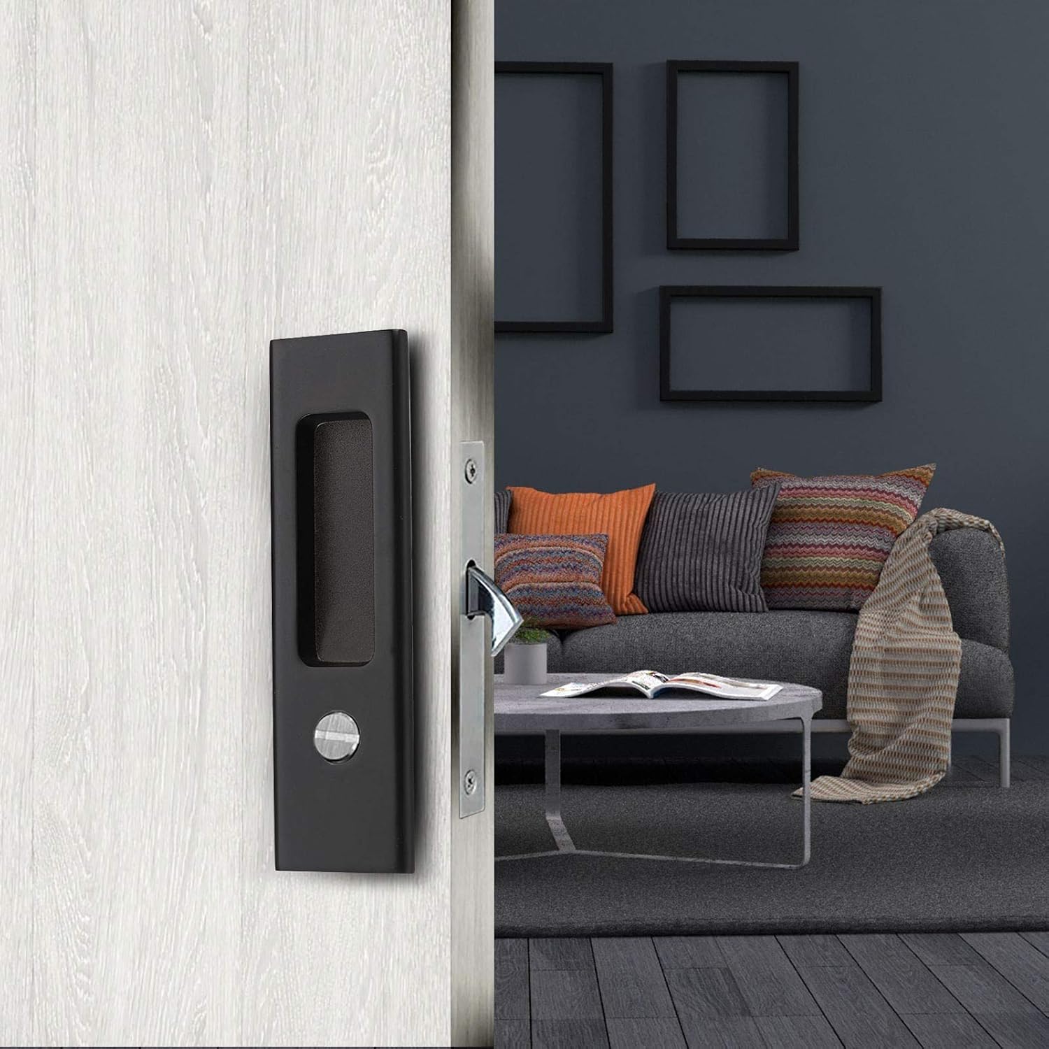Privacy Round Pocket Lock for Sliding and Barn Doors - NCL Hardware Flush Handle for Bathrooms