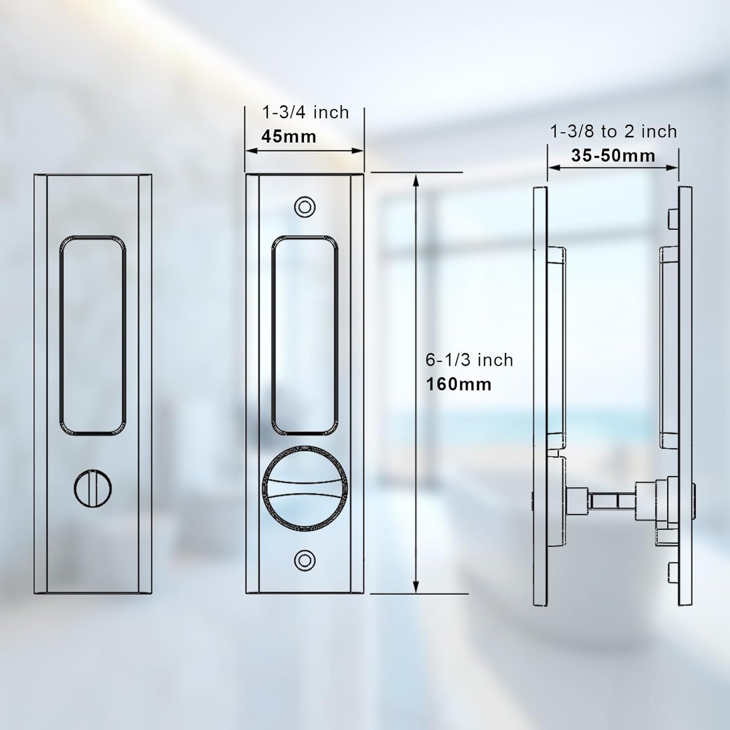 Privacy Round Pocket Lock for Sliding and Barn Doors - NCL Hardware Flush Handle for Bathrooms