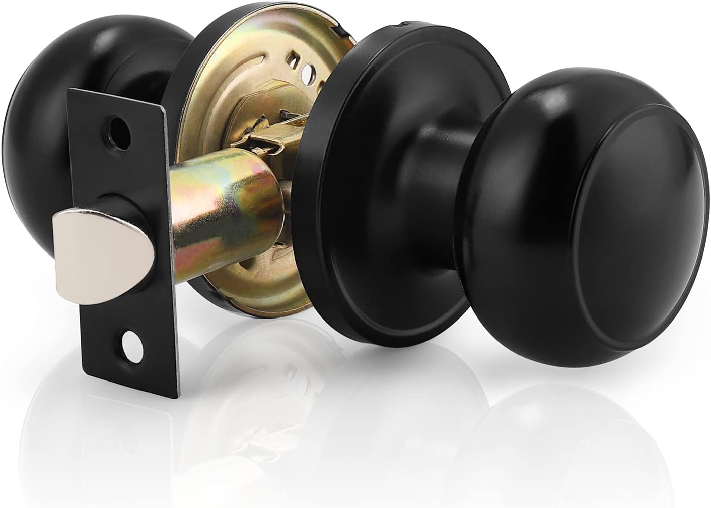 Probrico 1 Pack Black Passage Door Knob Set - Keyless Interior/Exterior Lockset for Hallway/Closet - Modern Design