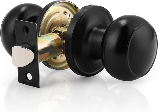Probrico 1 Pack Black Passage Door Knob Set - Keyless Interior/Exterior Lockset for Hallway/Closet - Modern Design