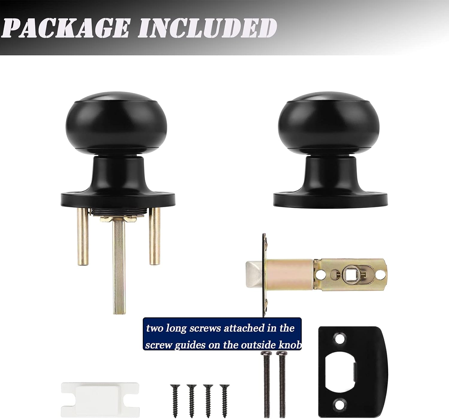 Probrico 1 Pack Black Passage Door Knob Set - Keyless Interior/Exterior Lockset for Hallway/Closet - Modern Design