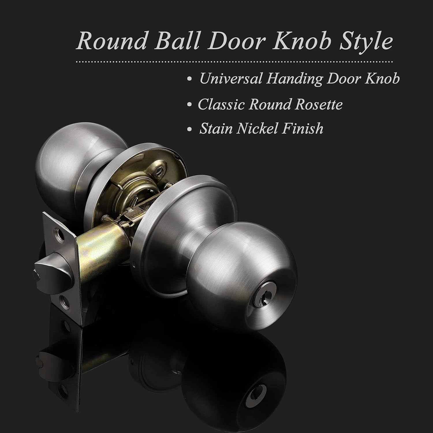 Probrico 2 Pack Brushed Nickel Ball Entry Door Knobs Combo Set - Keyed Alike Single Cylinder Lock for Interior and Exterior Doors