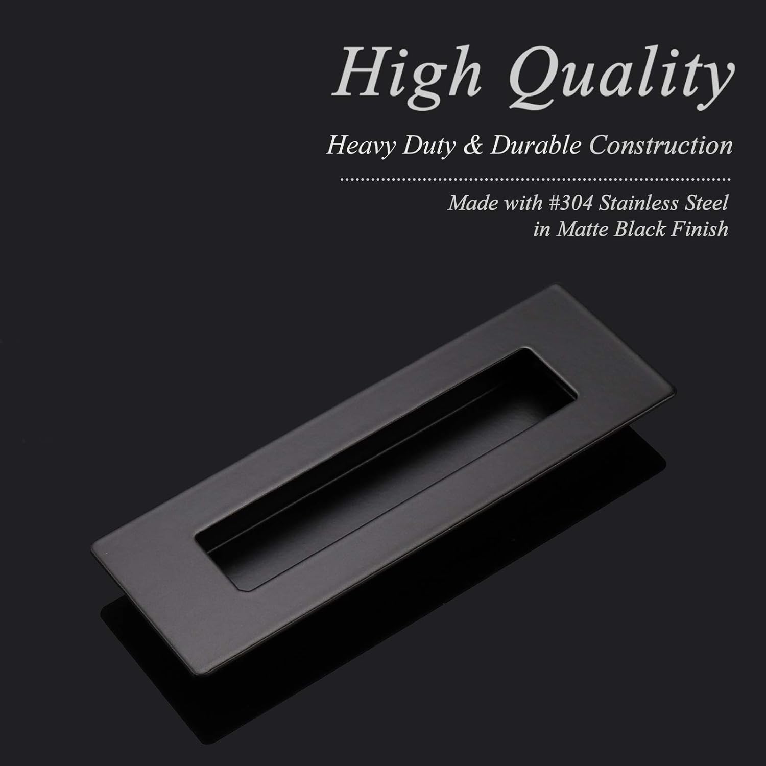 Probrico 6" Black Stainless Steel Flush Pull (10 Pack) for Sliding Barn Doors - Concealed Screws, Safe Design