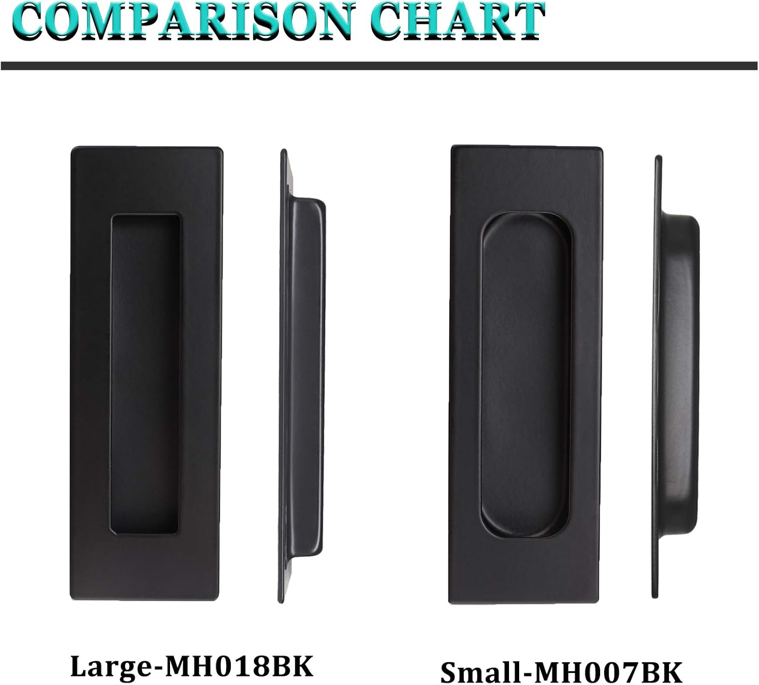 Probrico 6" Black Stainless Steel Flush Pull (10 Pack) for Sliding Barn Doors - Concealed Screws, Safe Design