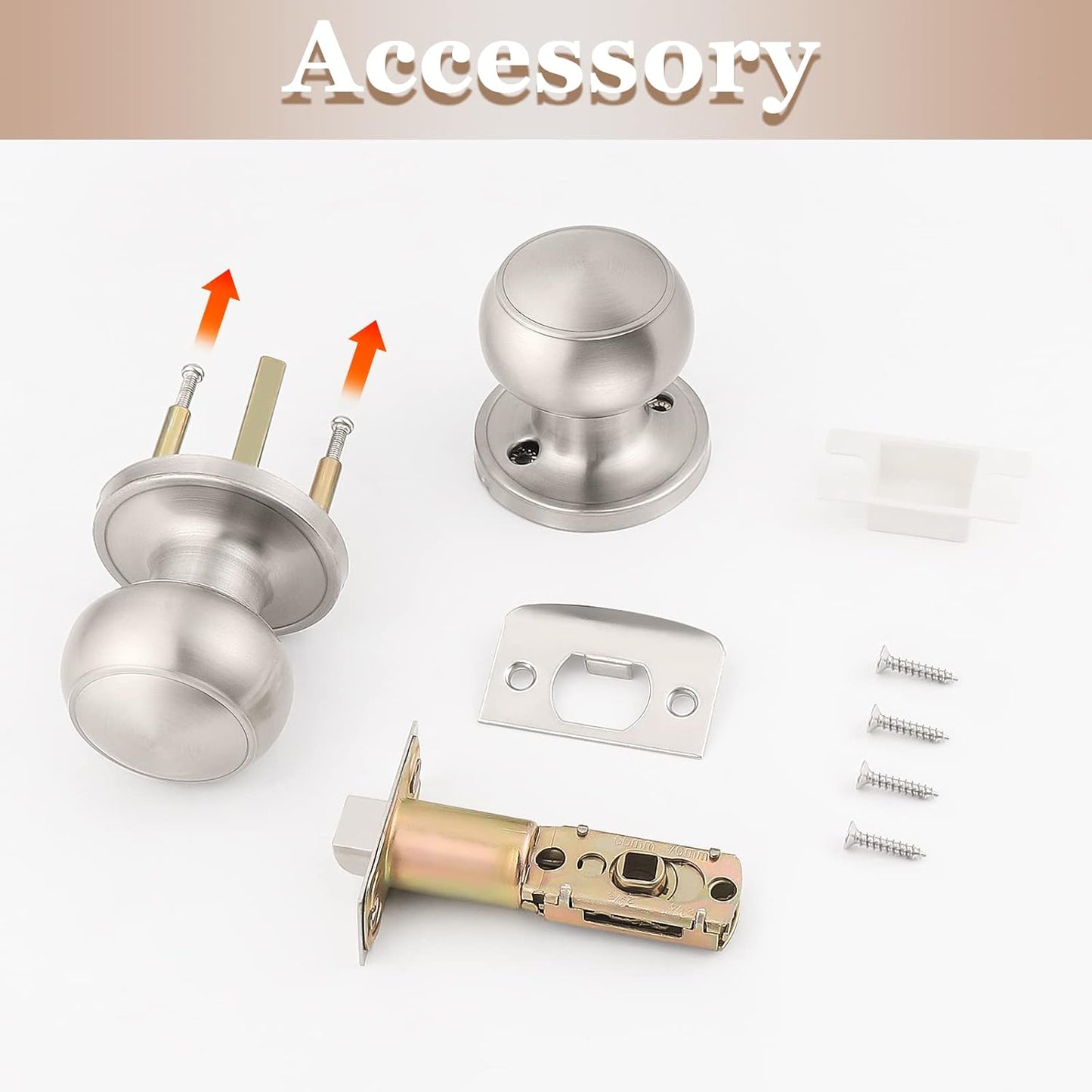 Probrico 8 Pack Satin Nickel Interior Passage Door Knobs - Keyless Closet Handleset Locks