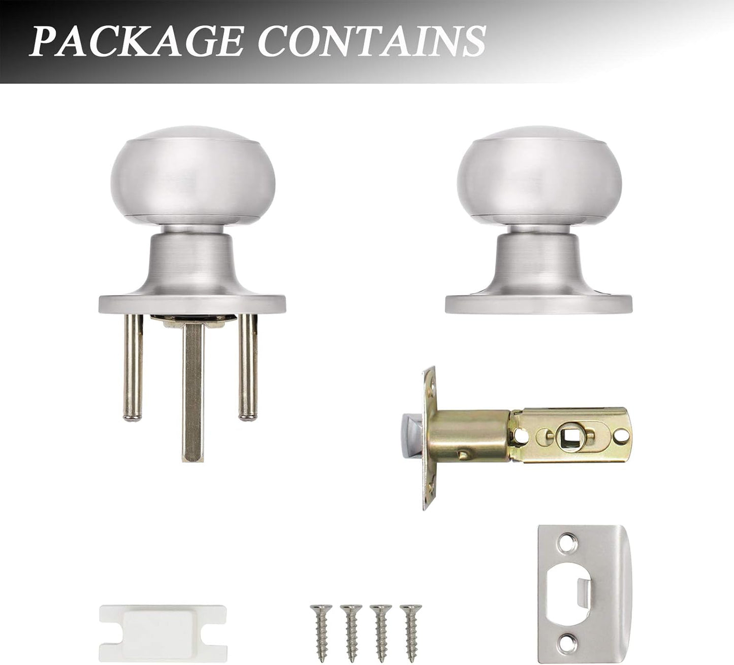 Probrico 8 Pack Satin Nickel Interior Passage Door Knobs - Keyless Closet Handleset Locks